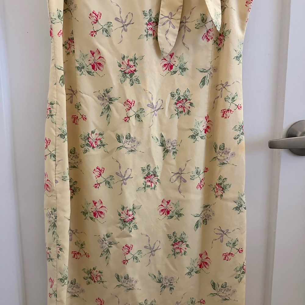 Vintage Laura Ashley Yellow Floral Silk Dress - Picture 3 of 5